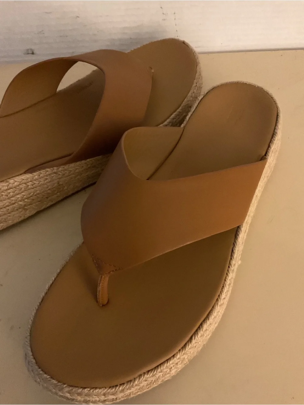 Fitflop women chestnut leather platform F-mode espadrille sandals US 11